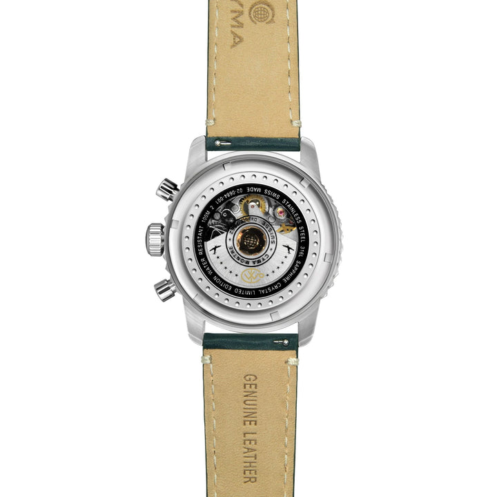 Cyma Grand Maestro Pilot Collection 42mm Black Dial Forest Green Leather Strap