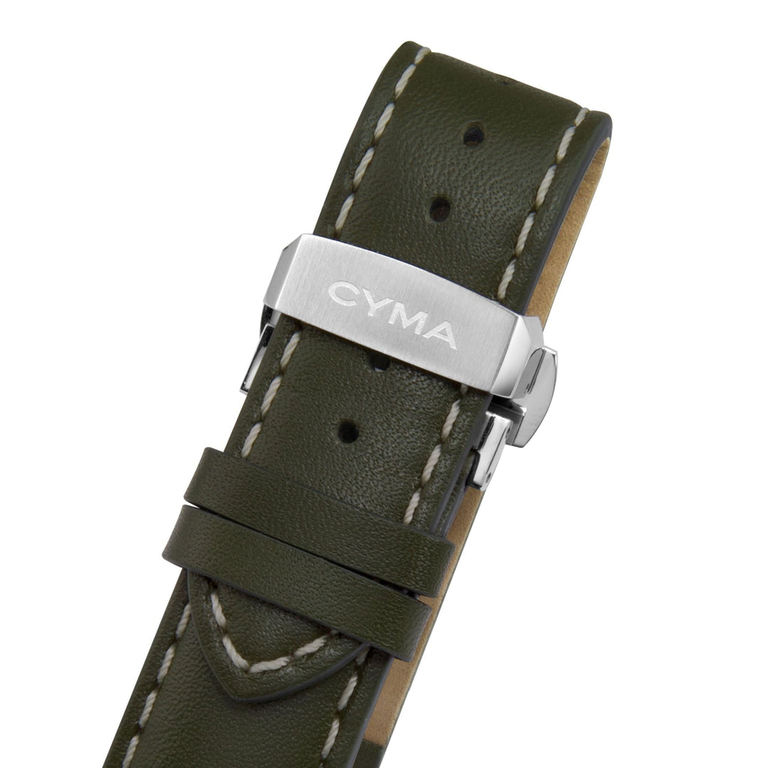 Cyma Grand Maestro Pilot Collection 42mm Black Dial Forest Green Leather Strap