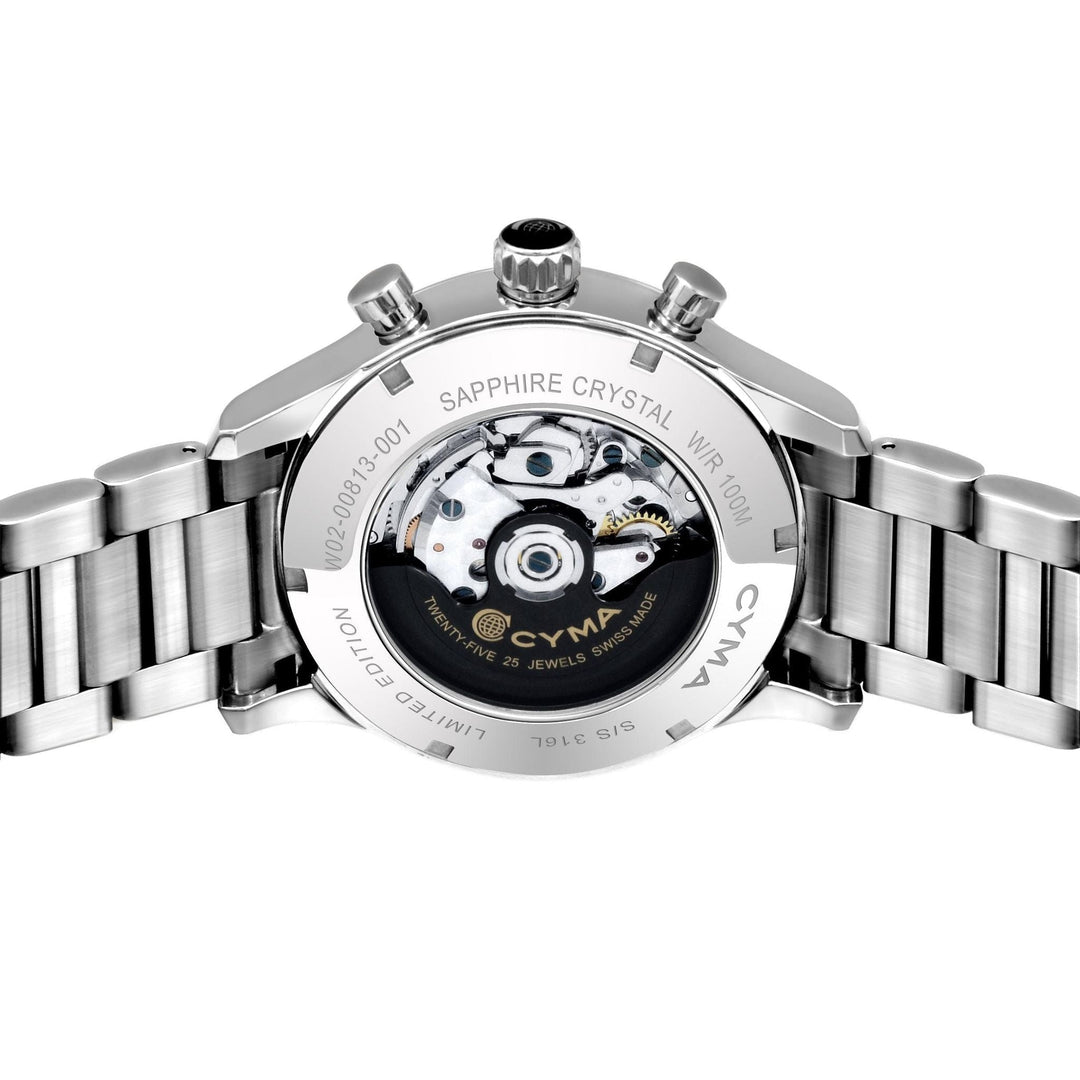 Cyma Grand Maestro The Chess 42mm Smoky ocean blue dial with vertical brush finish Dial Silver Steel Bracelet