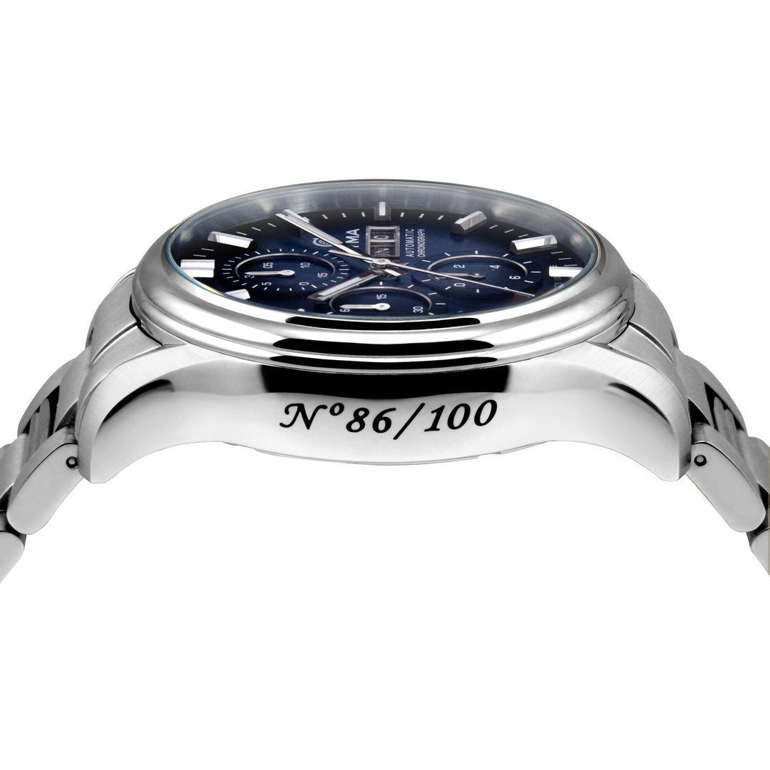 Cyma Grand Maestro The Chess 42mm Smoky ocean blue dial with vertical brush finish Dial Silver Steel Bracelet