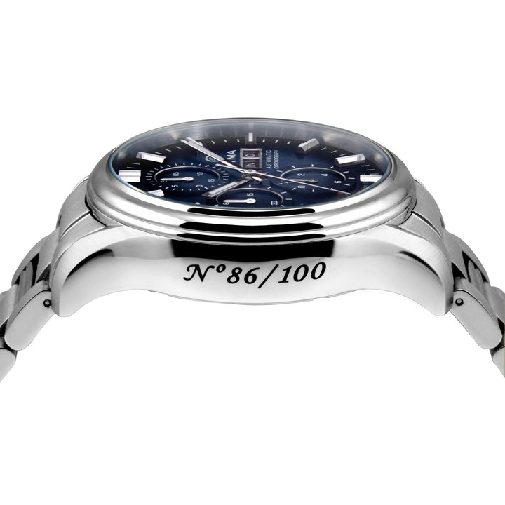 Cyma Grand Maestro The Chess 42mm Smoky ocean blue dial with vertical brush finish Dial Silver Steel Bracelet