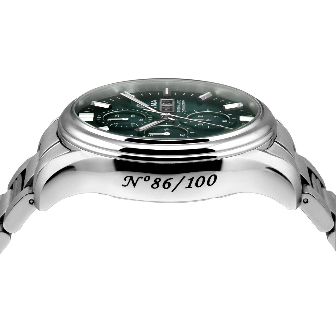 Cyma Grand Maestro The Chess 42mm Smoky forest green dial with vertical brush finish Dial Silver Steel Bracelet