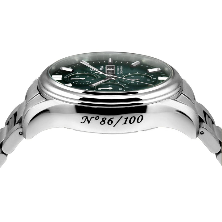 Cyma Grand Maestro The Chess 42mm Smoky forest green dial with vertical brush finish Dial Silver Steel Bracelet
