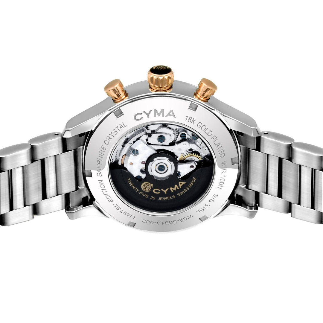 Cyma Grand Maestro The Chess 42mm Smoky black dial with vertical brush finish Dial Silver Steel Bracelet