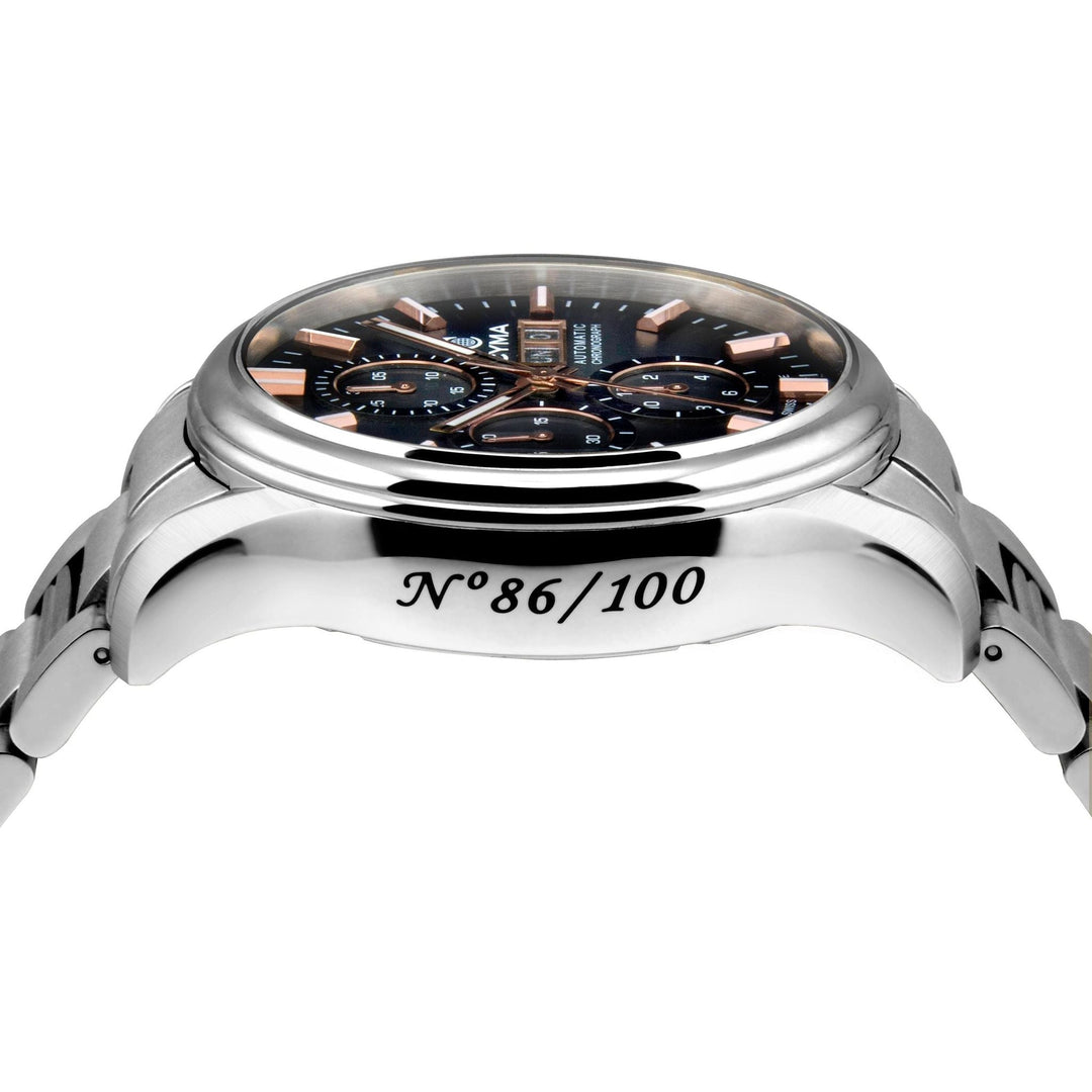 Cyma Grand Maestro The Chess 42mm Smoky black dial with vertical brush finish Dial Silver Steel Bracelet