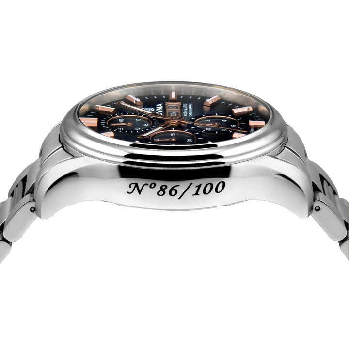 Cyma Grand Maestro The Chess 42mm Smoky black dial with vertical brush finish Dial Silver Steel Bracelet