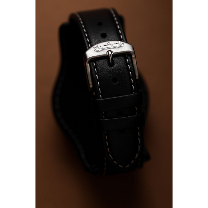 Hanhart 417 ES 1954 Flyback 39mm White Dial Black Strap