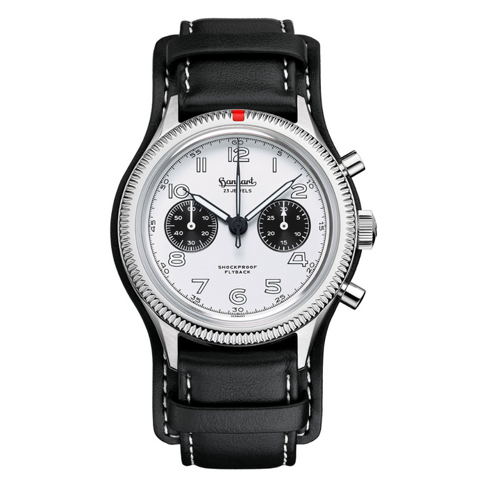Hanhart 417 ES Flyback 42mm White Dial Black Strap