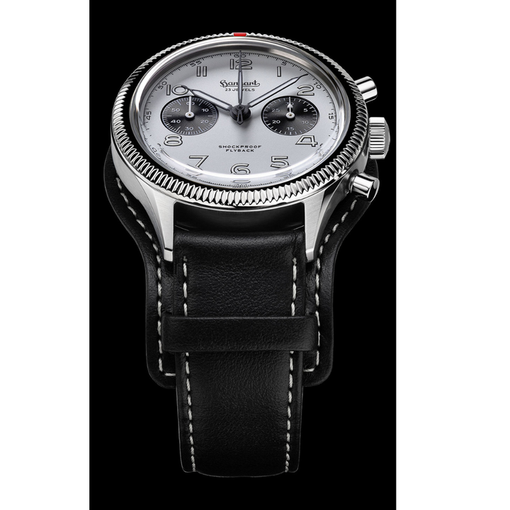 Hanhart 417 ES Flyback 42mm White Dial Black Strap