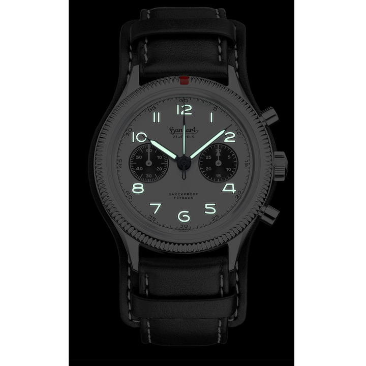 Hanhart 417 ES Flyback 42mm White Dial Black Strap