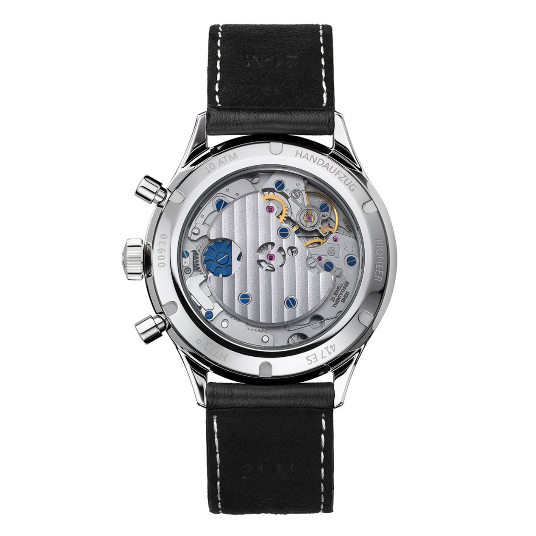 Hanhart 417 ES Flyback 42mm White Dial Black Strap
