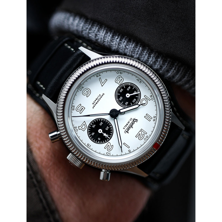 Hanhart 417 ES Flyback 42mm White Dial Black Strap