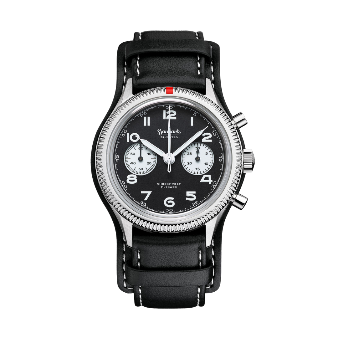 Hanhart 417 ES Flyback 42mm Black Dial Black Strap