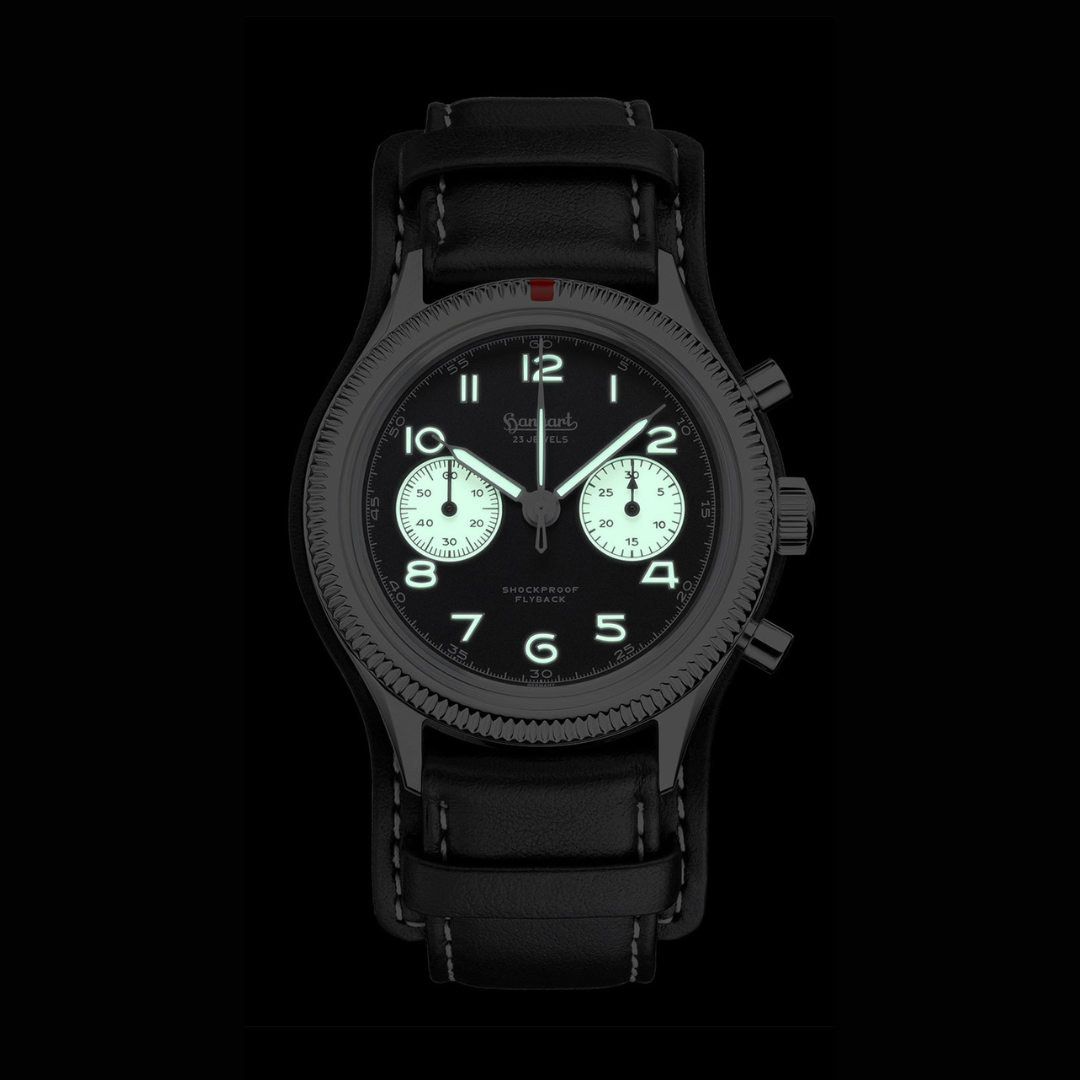 Hanhart 417 ES Flyback 42mm Black Dial Black Strap
