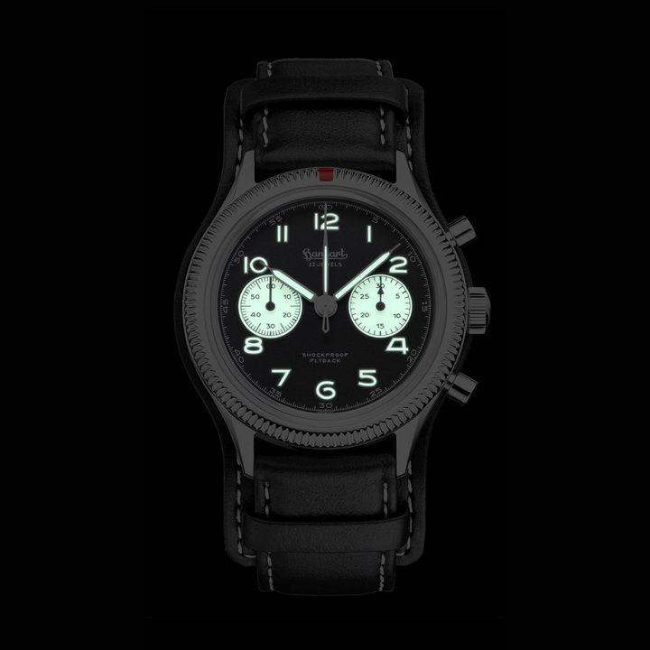 Hanhart 417 ES Flyback 42mm Black Dial Black Strap