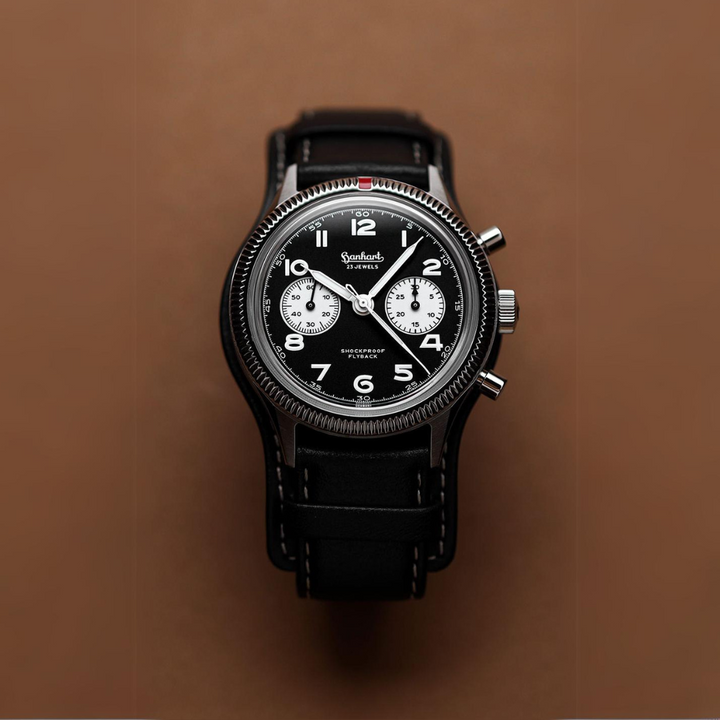 Hanhart 417 ES Flyback 42mm Black Dial Black Strap