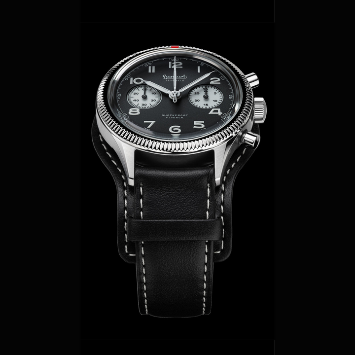 Hanhart 417 ES Flyback 42mm Black Dial Black Strap