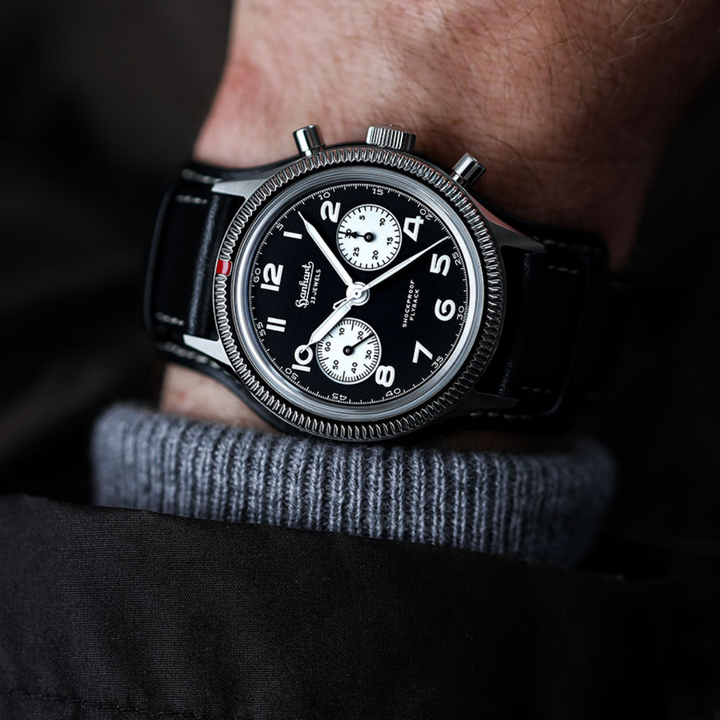Hanhart 417 ES Flyback 42mm Black Dial Black Strap