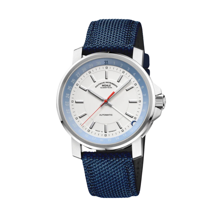 Mühle Glashütte 29er 42.4mm White Dial Blue Strap