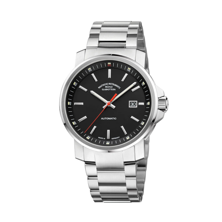 Mühle Glashütte 29er 42.4mm Black Dial Silver Steel Bracelet