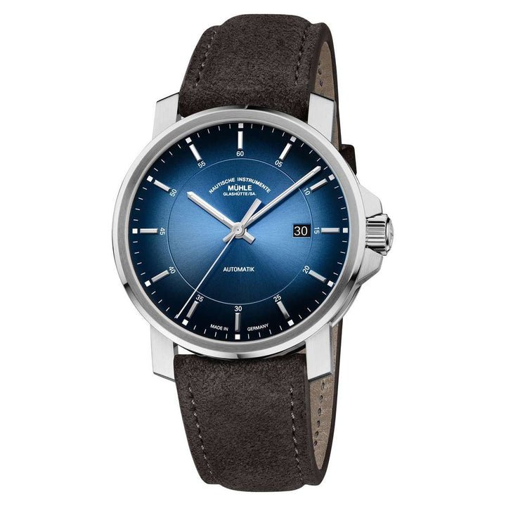 Mühle Glashütte 29er Casual "Coastal Blue" 42.4mm Blue Dial Brown Leather Strap