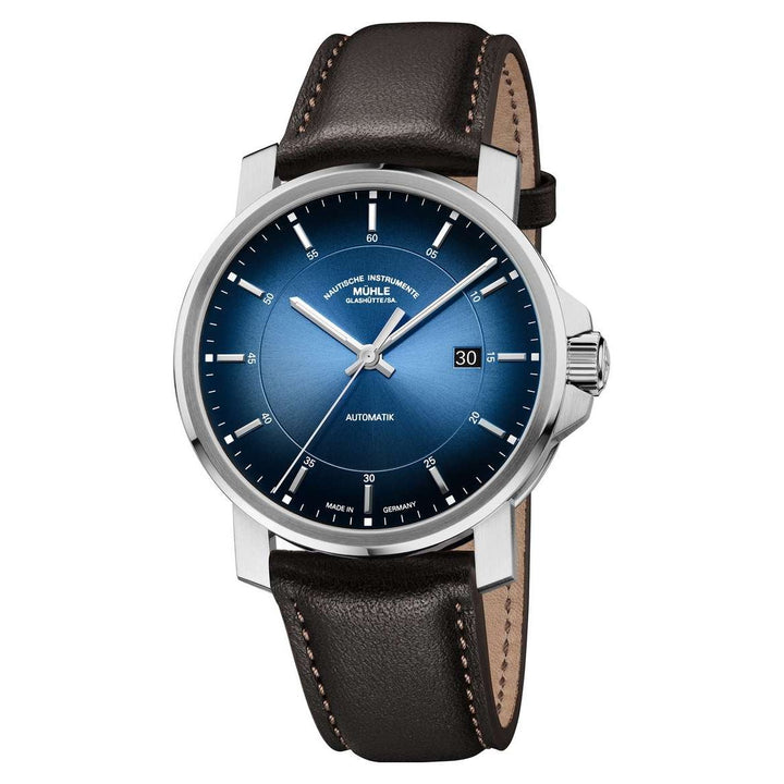 Mühle Glashütte 29er Casual "Coastal Blue" 42.4mm Blue Dial Brown Leather Strap