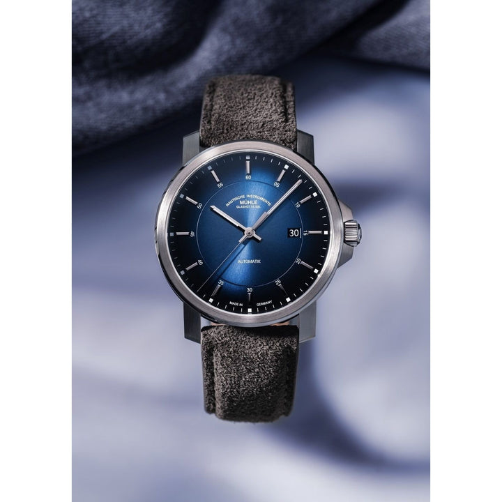 Mühle Glashütte 29er Casual "Coastal Blue" 42.4mm Blue Dial Brown Leather Strap