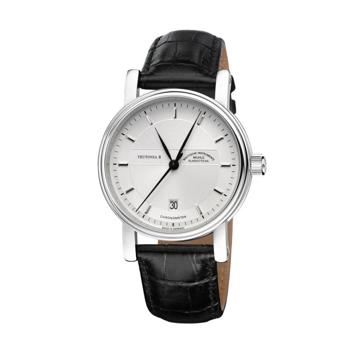 Mühle Glashütte Teutonia 39mm White Dial Black Leather Strap