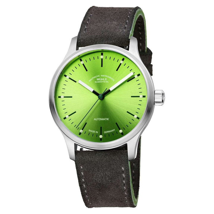 Mühle Glashütte Panova Lime 40mm Lime Dial Grey Leather Strap