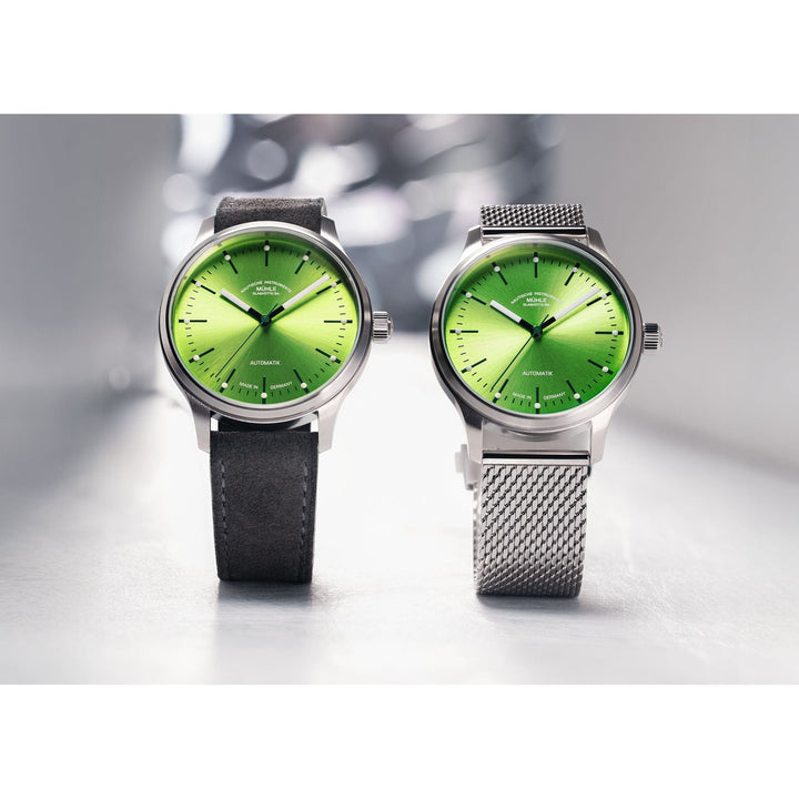 Mühle Glashütte Panova Lime 40mm Lime Dial Grey Leather Strap