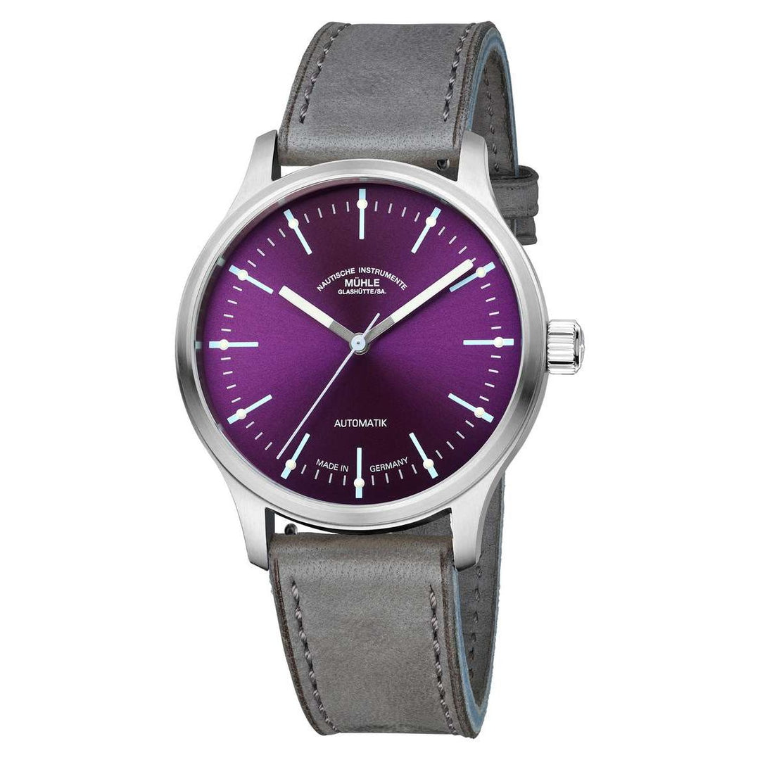 Mühle Glashütte Panova Violet 40mm Violet Dial Grey Leather Strap
