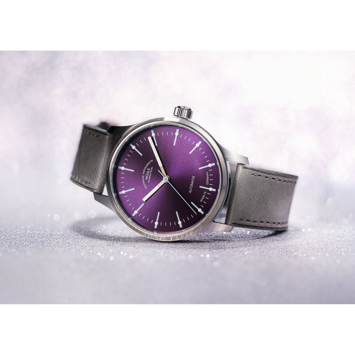 Mühle Glashütte Panova Violet 40mm Violet Dial Grey Leather Strap