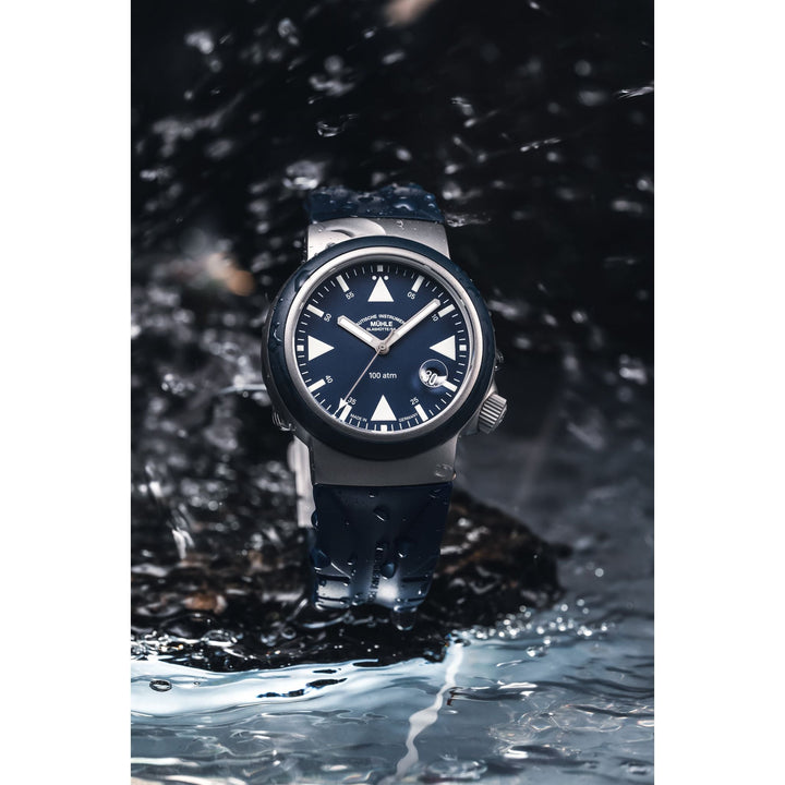 Mühle Glashütte S.A.R. Rescue Timer 42mm Blue Dial Blue Strap
