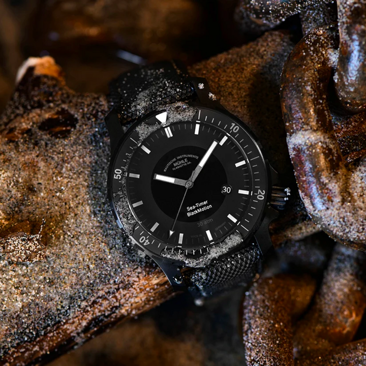 Mühle Glashütte Sea-Timer 44mm Black Dial Black Strap
