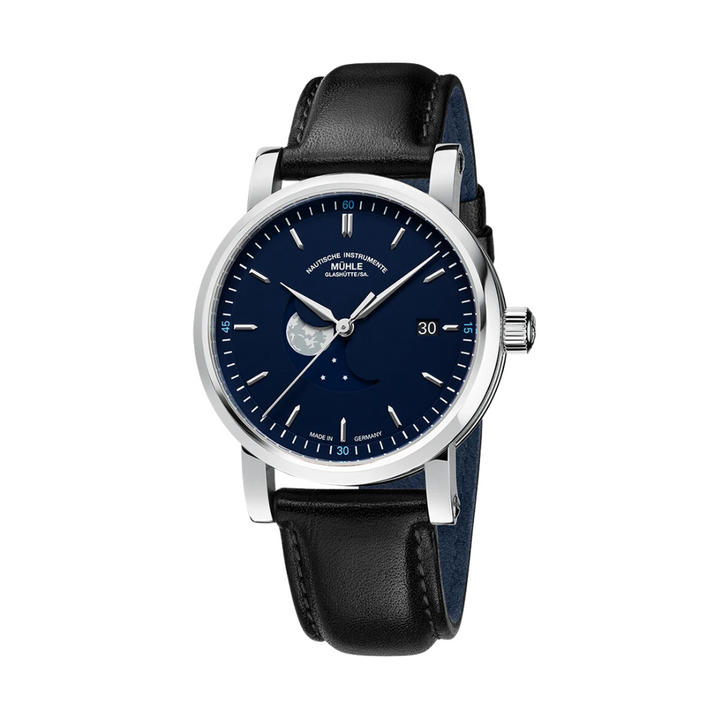 Mühle Glashütte Teutonia 39mm Blue Dial Black Leather Strap