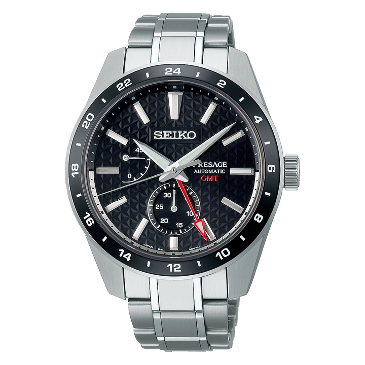 Seiko Presage 42.2mm Black Dial Silver Stainless Steel Bracelet