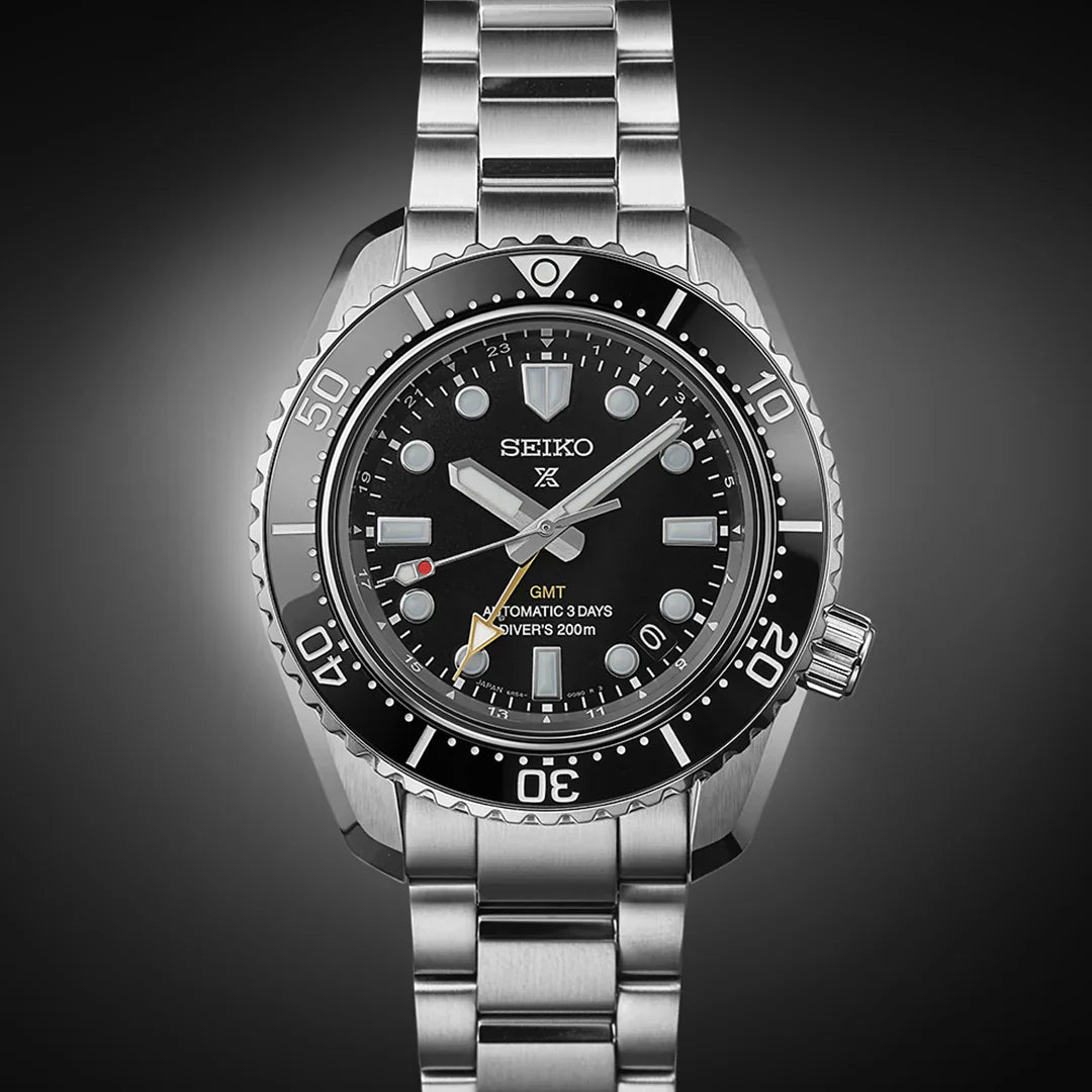Seiko Prospex 42mm Black Dial Silver Stainless Steel Bracelet