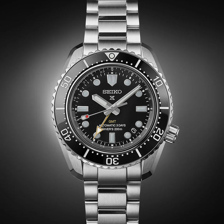 Seiko Prospex 42mm Black Dial Silver Stainless Steel Bracelet