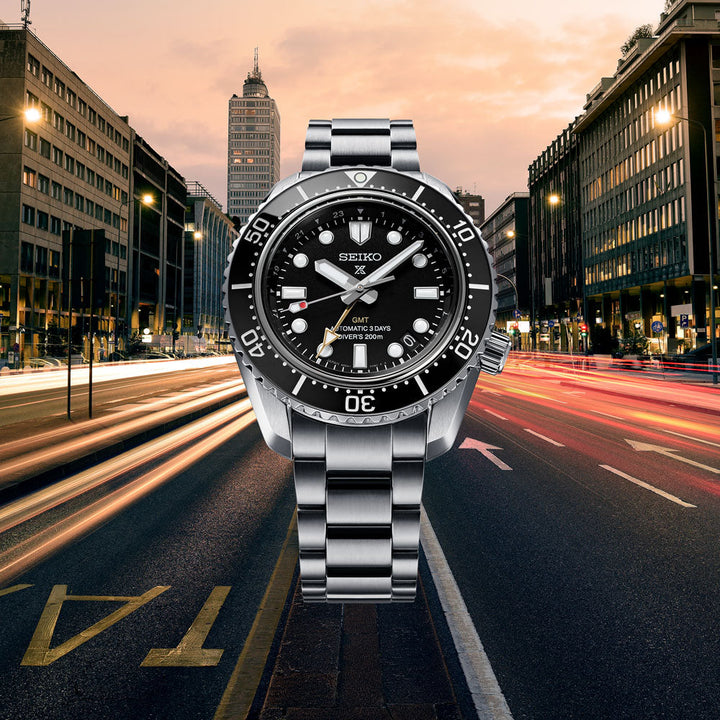 Seiko Prospex 42mm Black Dial Silver Stainless Steel Bracelet