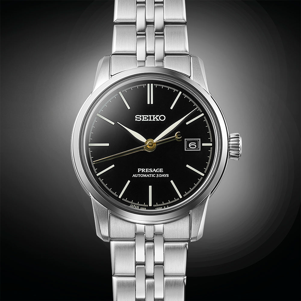 Seiko Presage 40.2mm Black Dial Silver Stainless Steel Bracelet