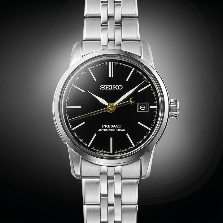 Seiko Presage 40.2mm Black Dial Silver Stainless Steel Bracelet