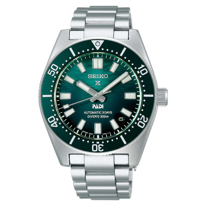Seiko Prospex 40mm Green Dial Silver Stainless Steel Bracelet