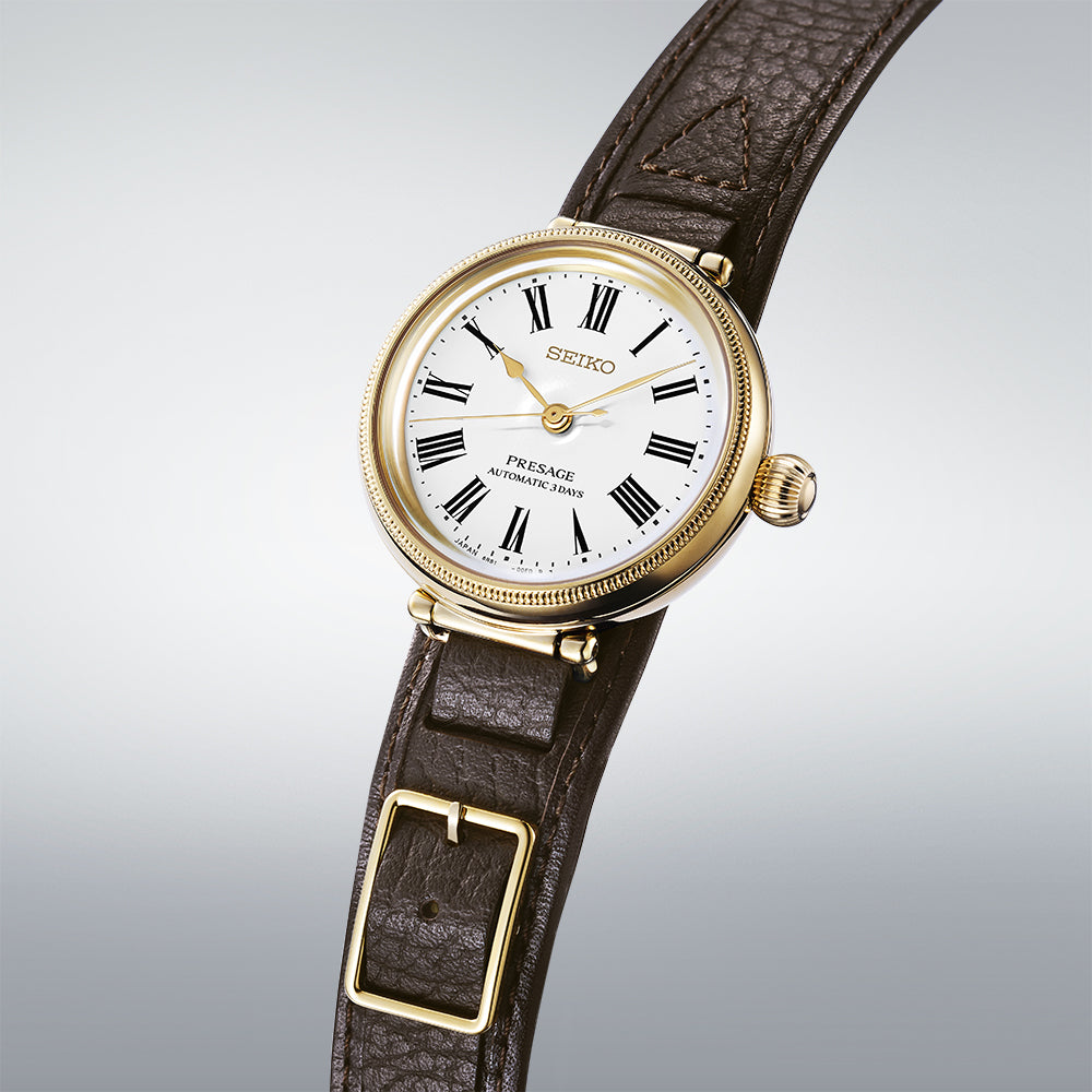 Seiko Presage 35mm White Dial Black Leather Strap