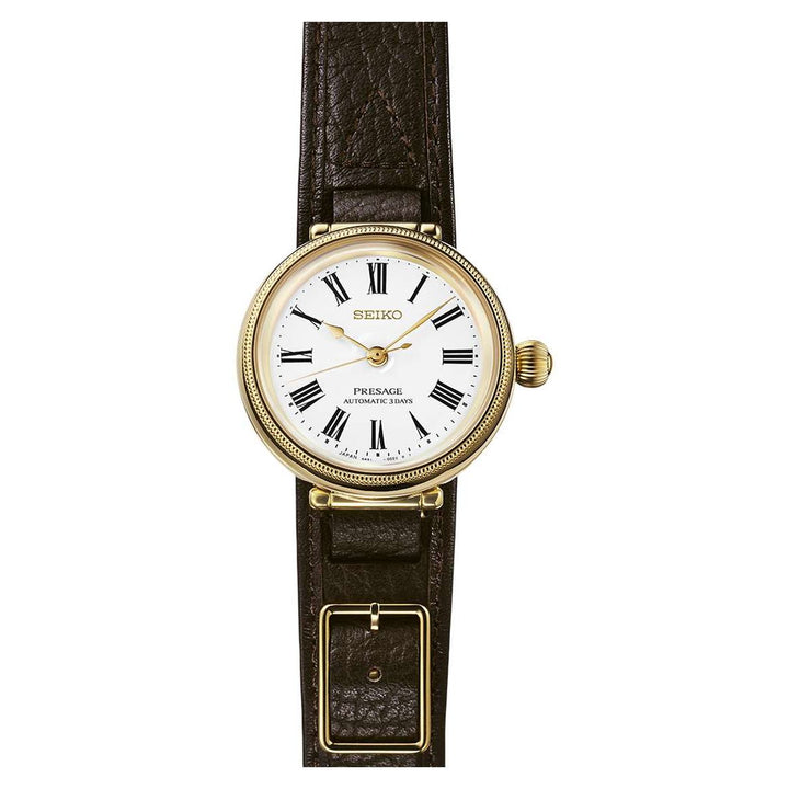 Seiko Presage 35mm White Dial Black Leather Strap