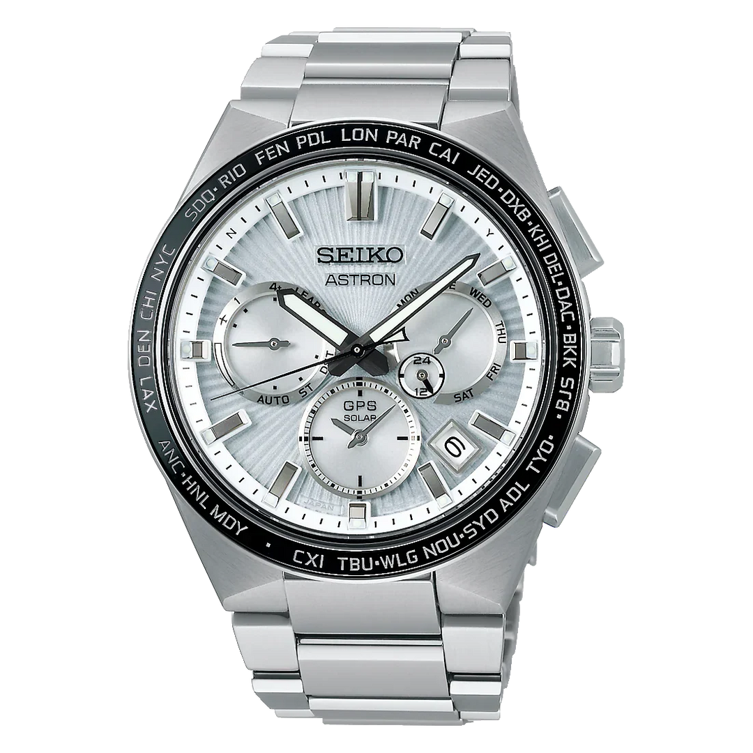 Seiko Astron 43.1mm Silver Dial Silver Strap