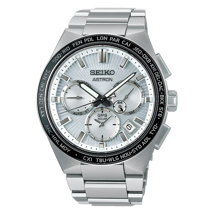 Seiko Astron 43.1mm Silver Dial Silver Strap