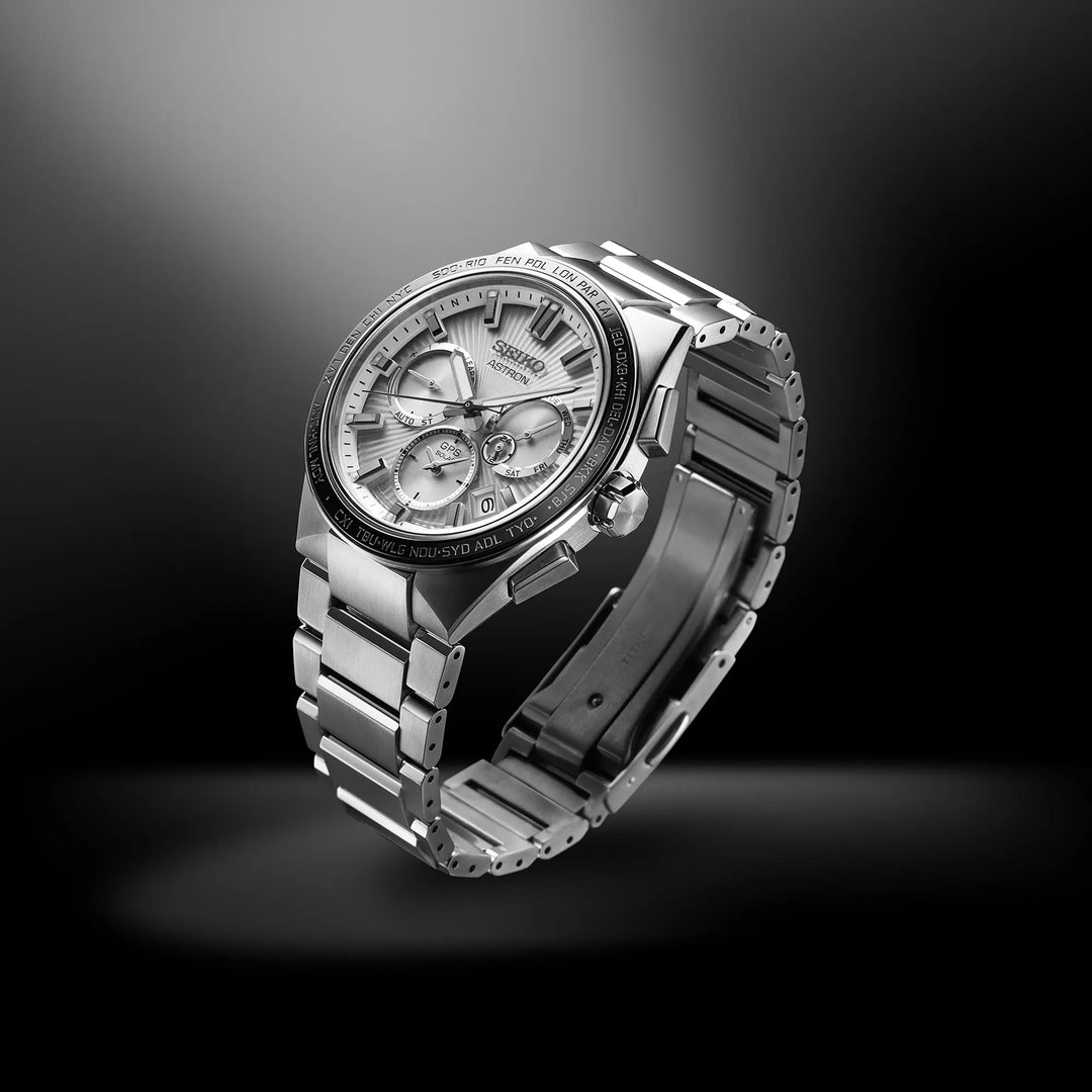 Seiko Astron 43.1mm Silver Dial Silver Strap