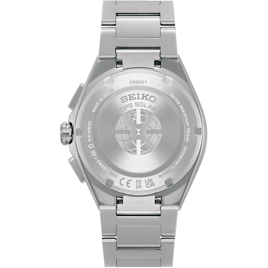 Seiko Astron 43.3mm Black &amp; White Dial Silver Strap
