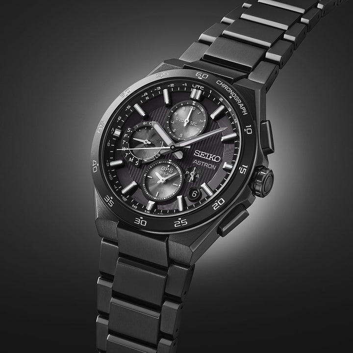 Seiko Astron 43.3mm Black Dial Black Strap
