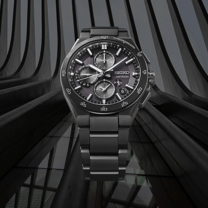 Seiko Astron 43.3mm Black Dial Black Strap